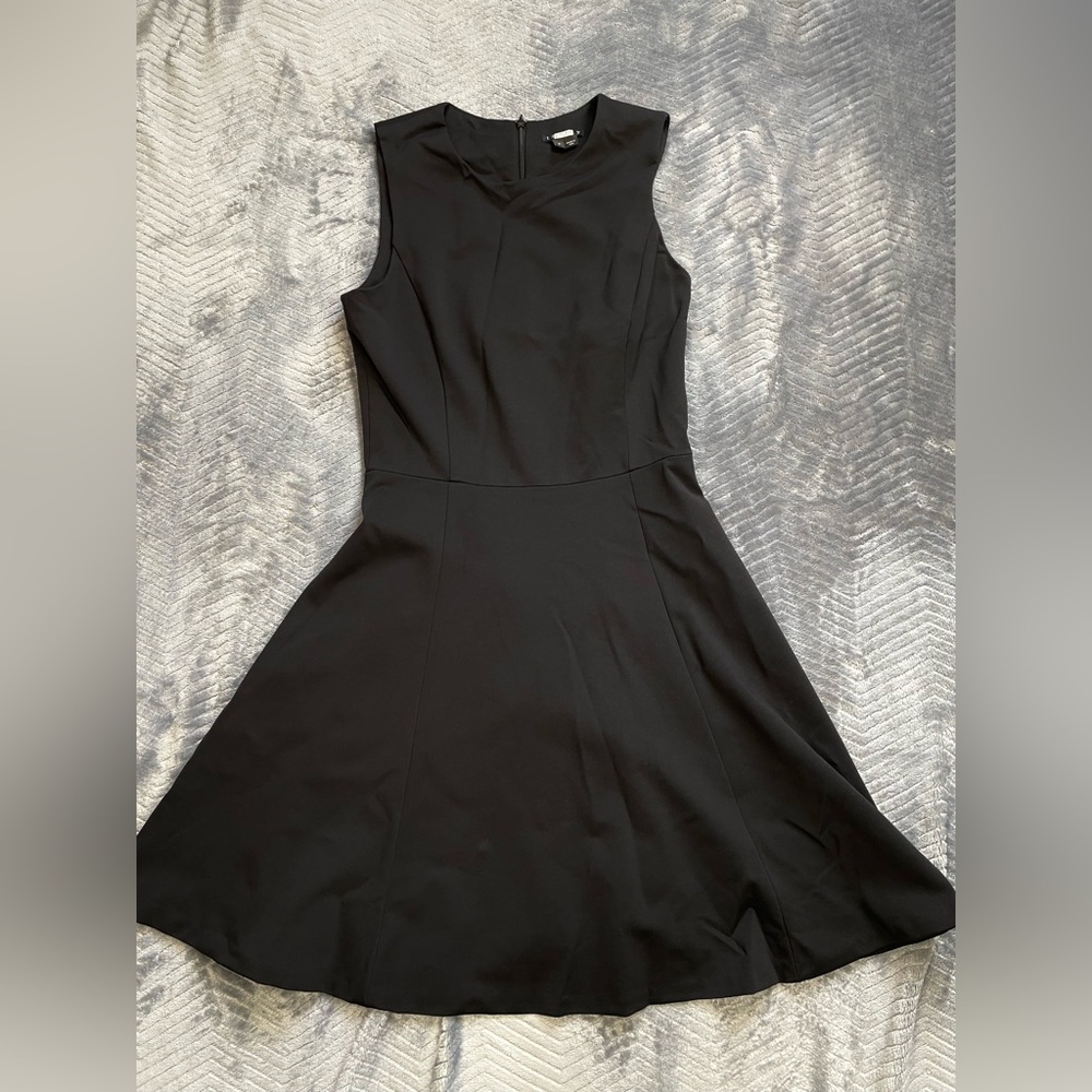 Theory Tillora Techno Jersey Knit Fit and Flare Mini Dress Black 0